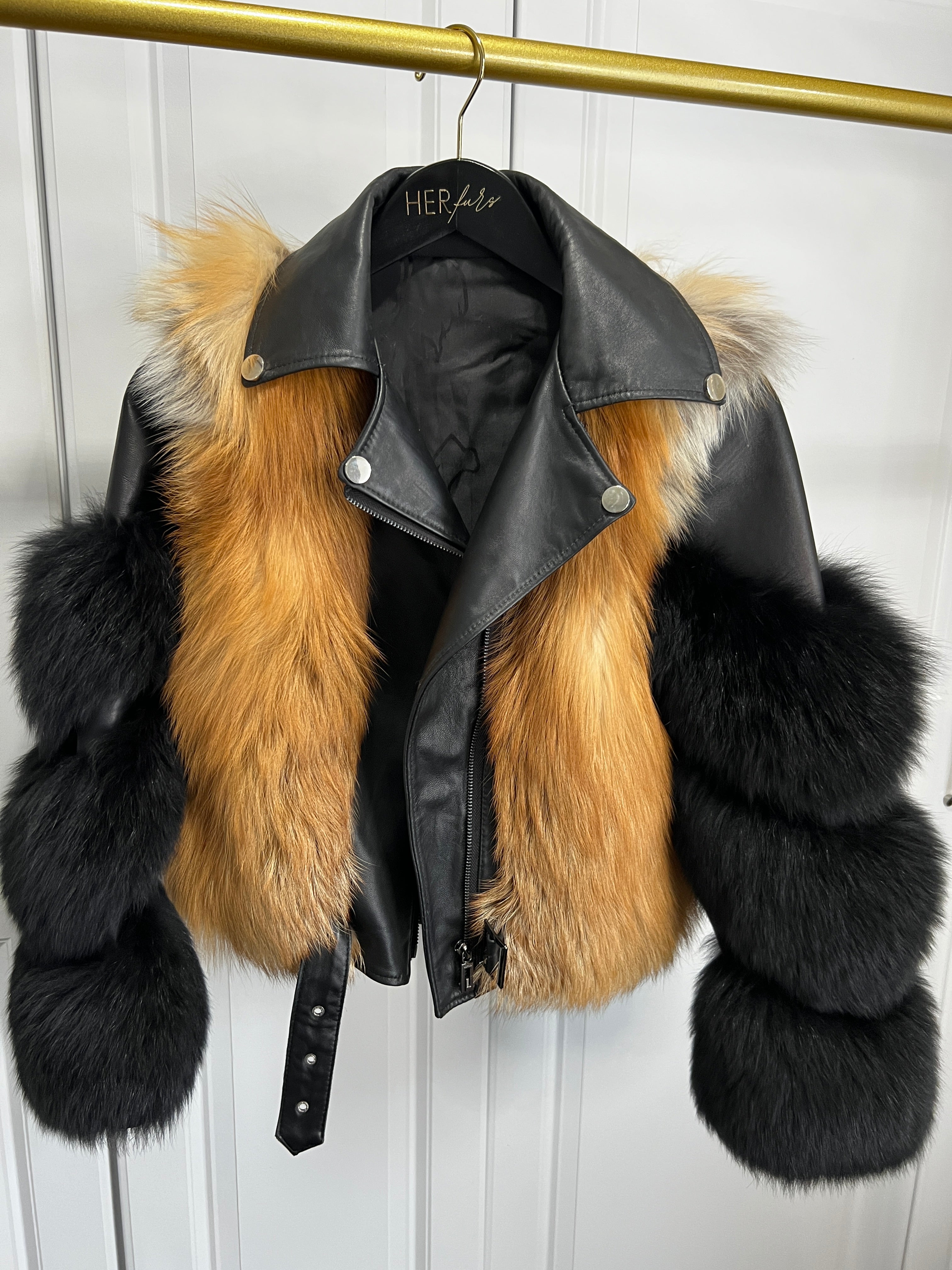 Leather moto hotsell jacket with fur